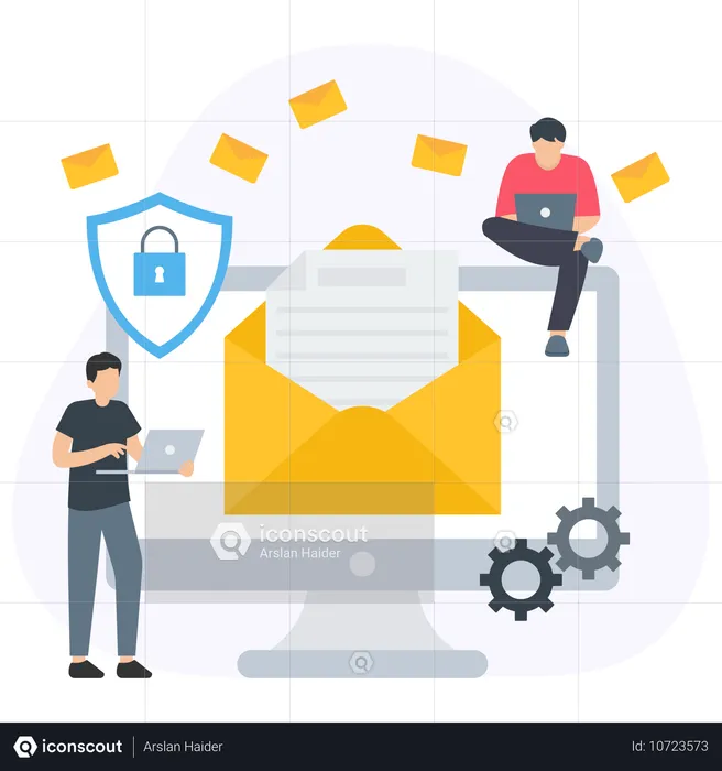 People Doing Email Security  Illustration