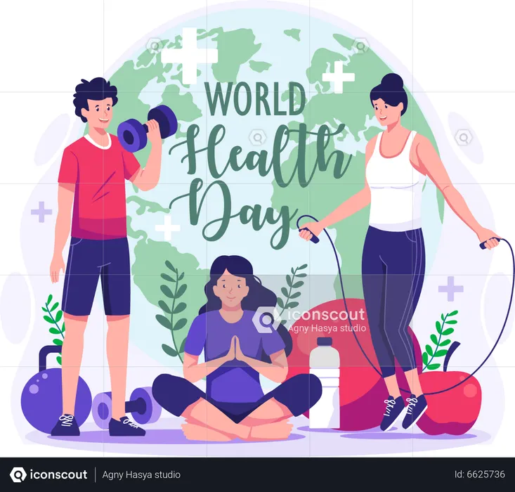 People doing excise and workout  Illustration