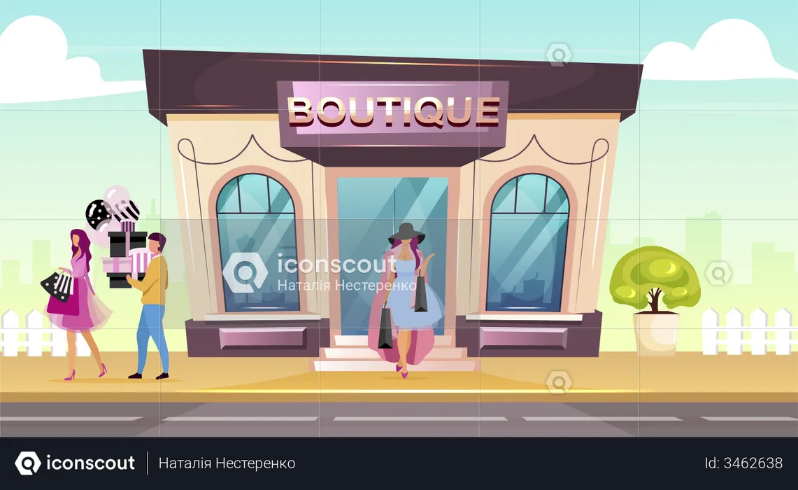 People doing fashion products from boutique  Illustration