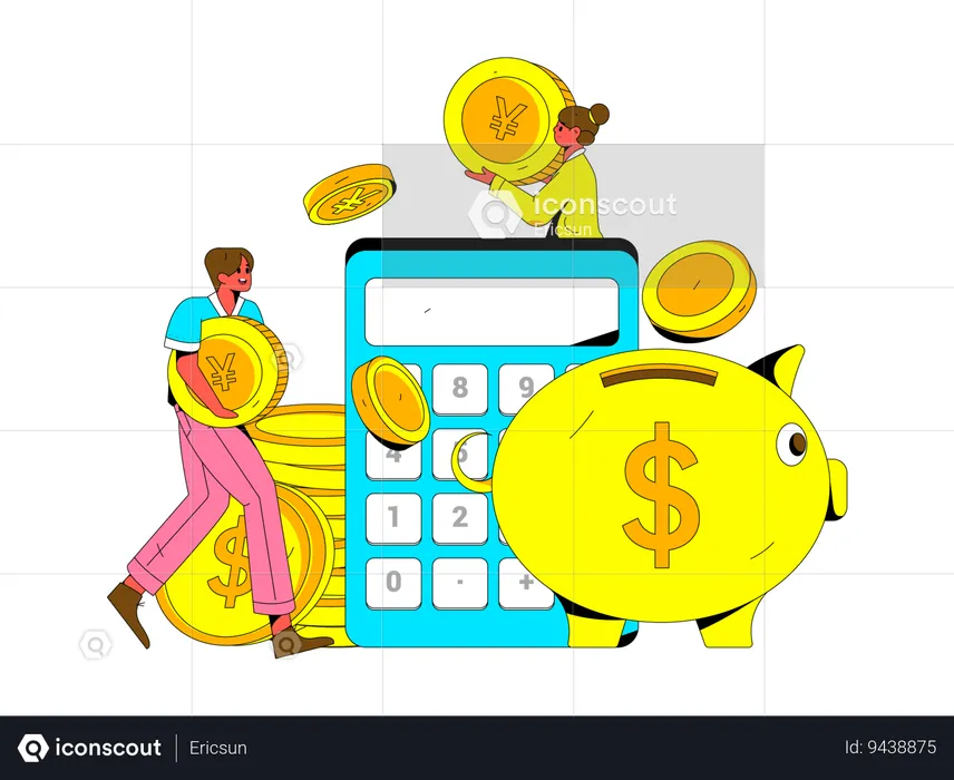 People doing financial budget planning  Illustration