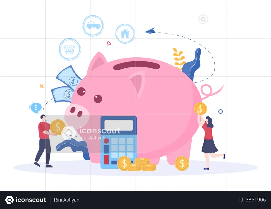 People doing financial planning  Illustration