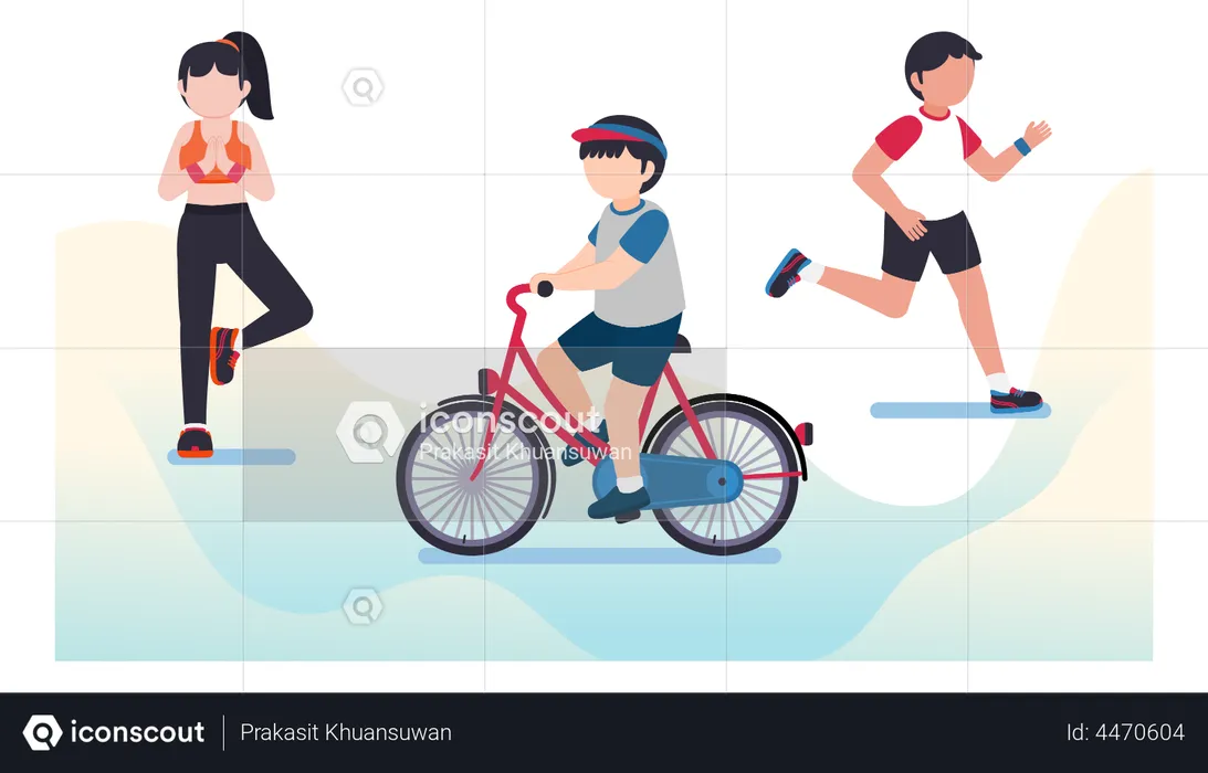 People doing fitness activities  Illustration