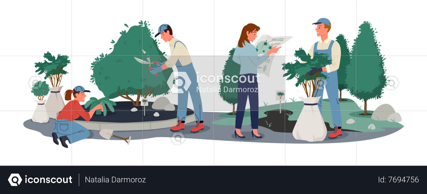 People doing gardening  Illustration