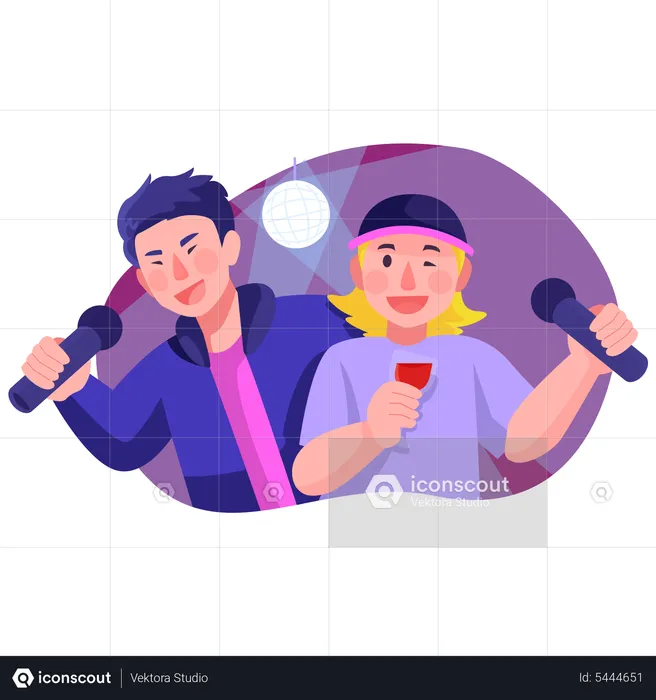 People doing karaoke  Illustration