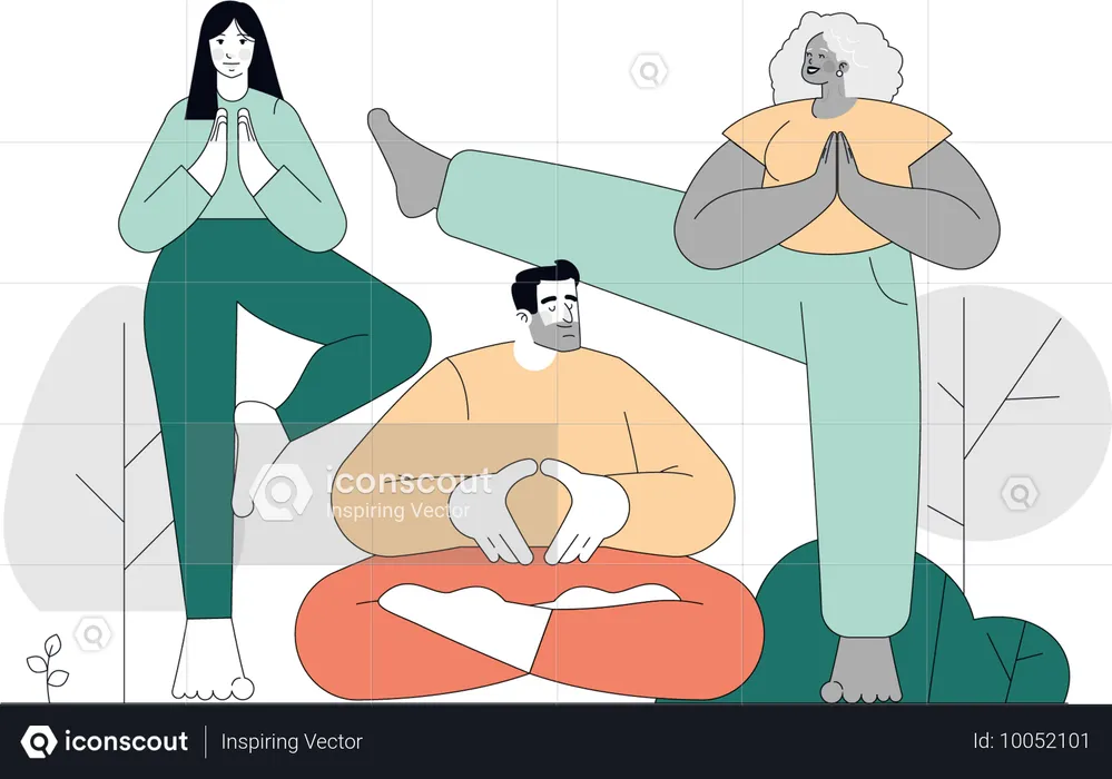 People doing morning exercise  Illustration