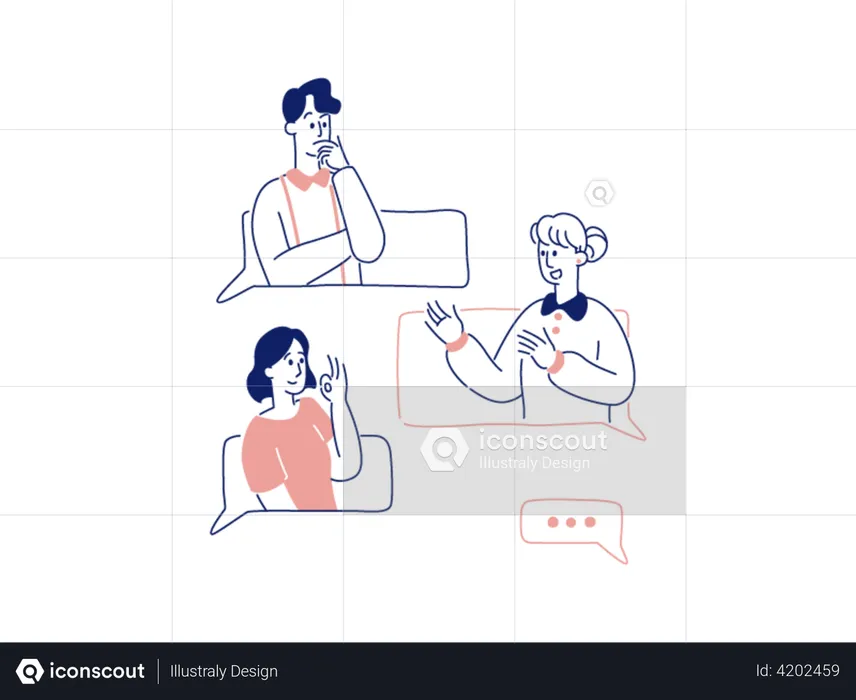 People doing online chatting  Illustration