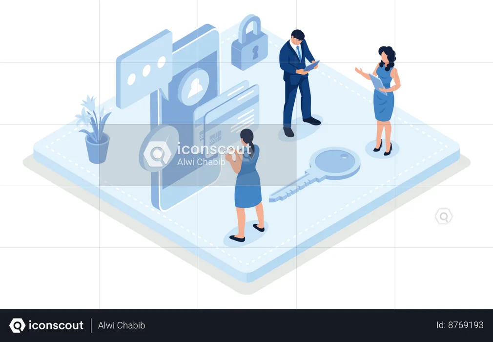 People Doing Online Secure Payment  Illustration