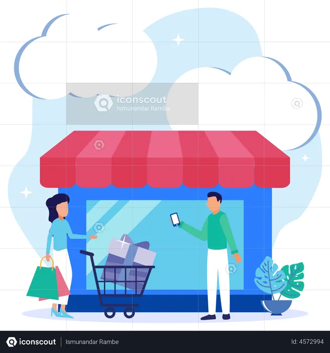 People Doing Online Shopping  Illustration