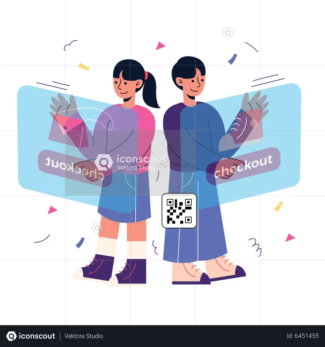 People doing online shopping checkout  Illustration