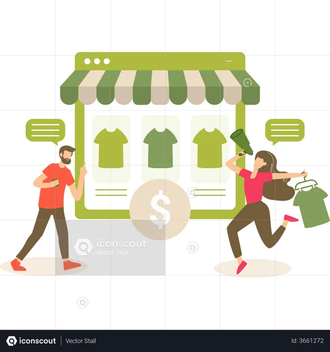 People doing online shopping store  Illustration