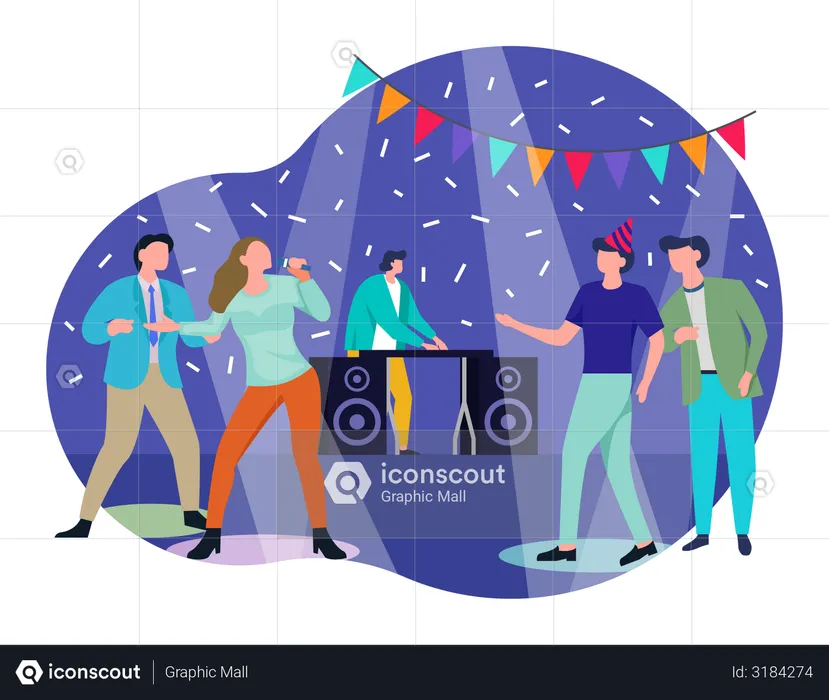 People doing party in night club  Illustration