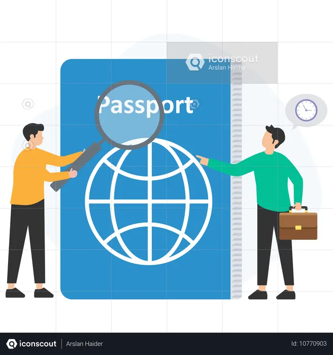 People doing passport verification  Illustration