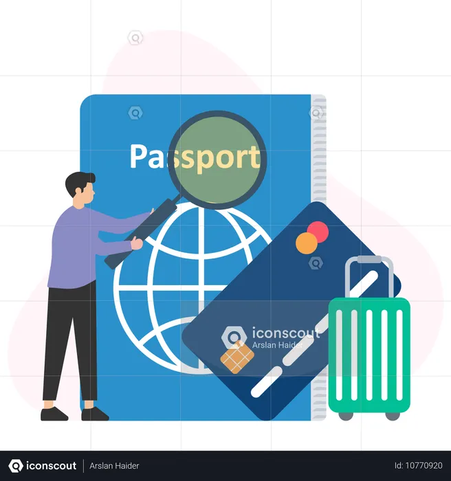 People doing passport verification  Illustration