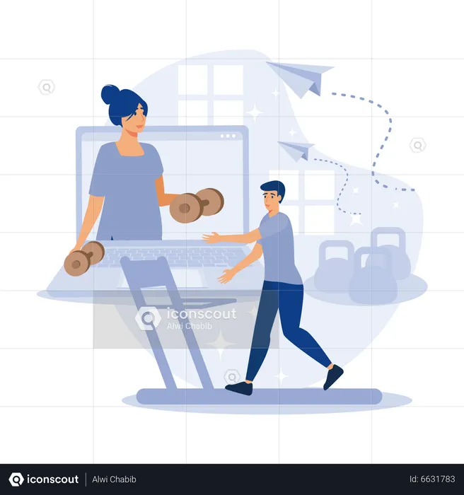 People doing physical exercise  Illustration