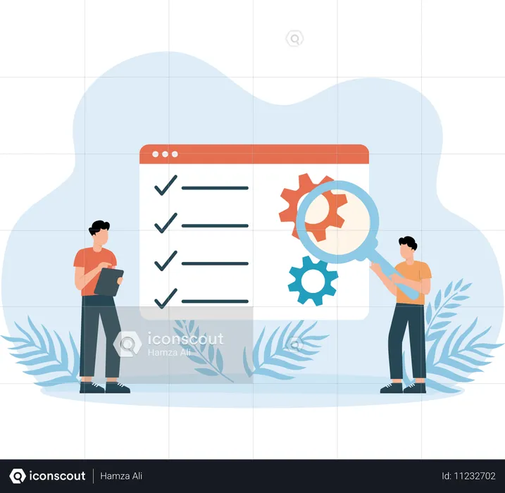 People doing profile analysis  Illustration