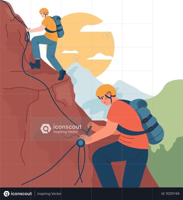 People doing rock climbing  Illustration