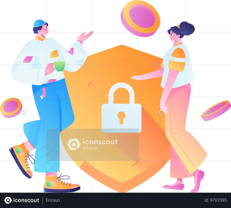 People doing secure payment  Illustration