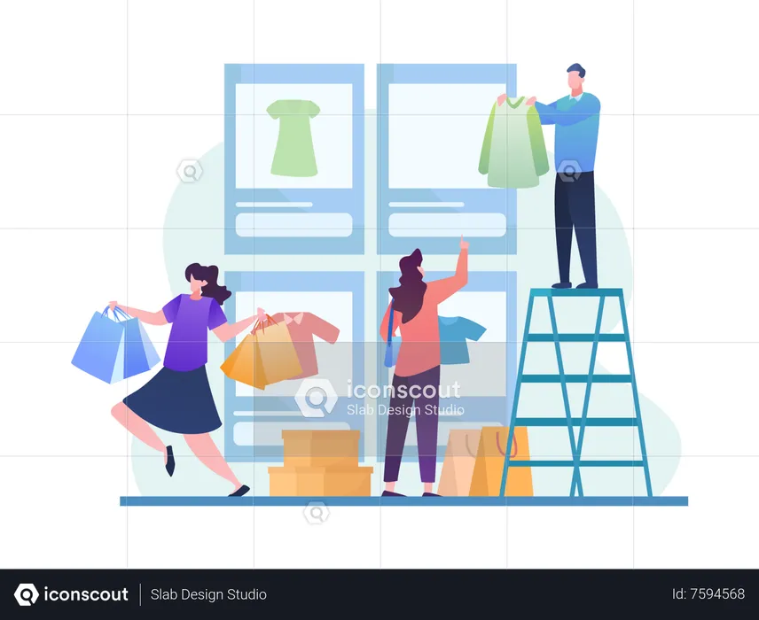 People doing shopping during big sale  Illustration