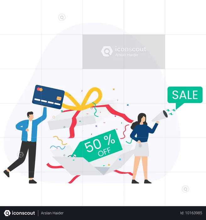 People Doing Shopping during Offer  Illustration