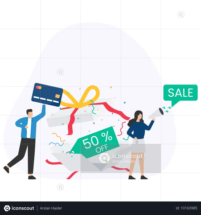 People Doing Shopping during Offer  Illustration