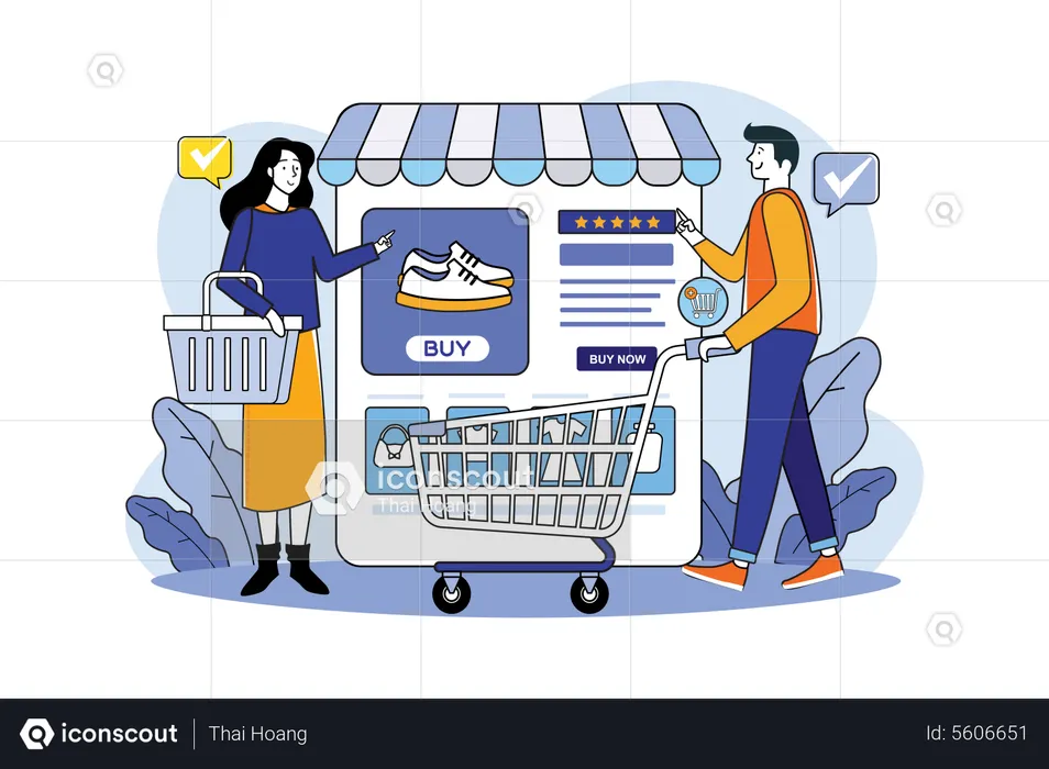 People Doing Shopping Online  Illustration