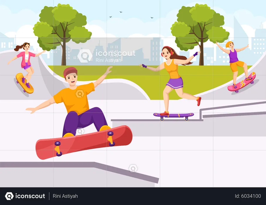 People doing skateboarding  Illustration