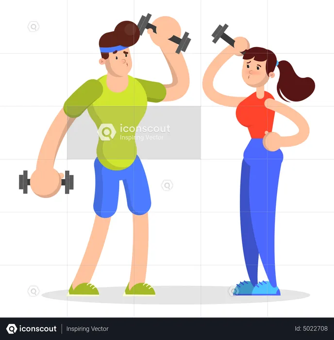 People doing sport exercise with dumbbell  Illustration