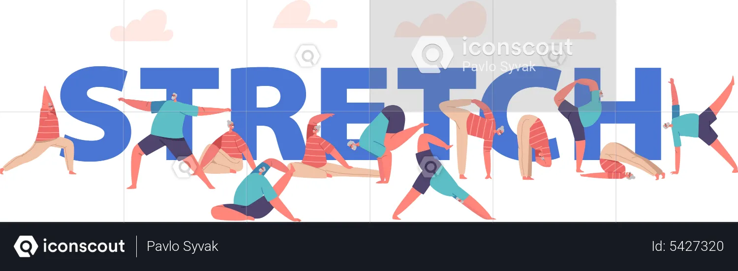 People doing stretching exercise  Illustration