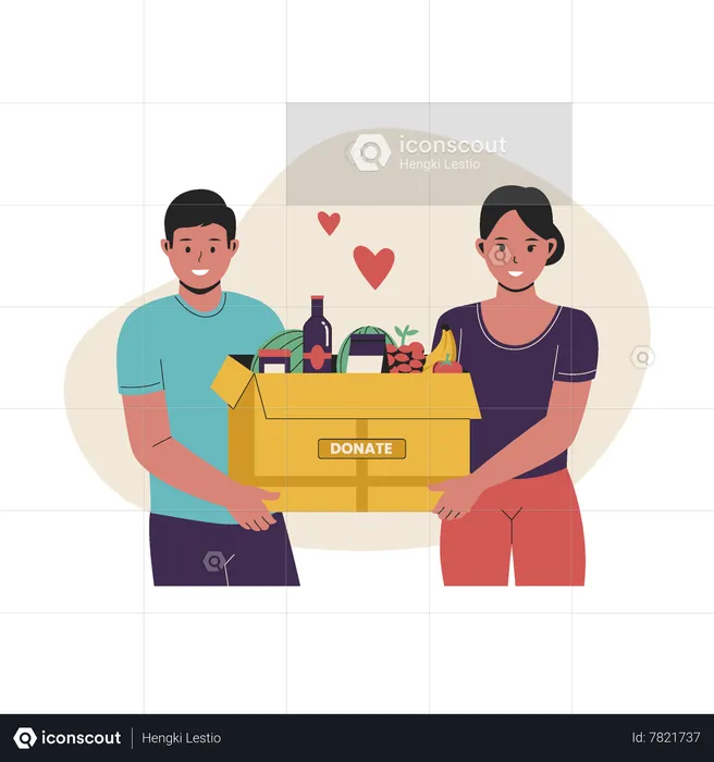 People Donate food  Illustration