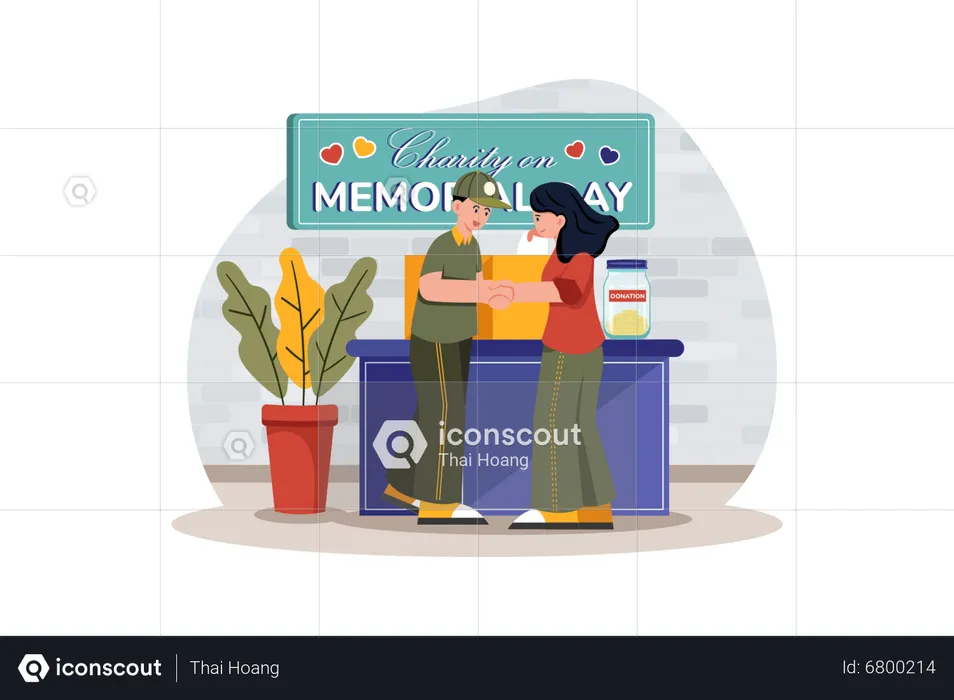 People Donate To Veterans' Charities And Organizations On Memorial Day  Illustration