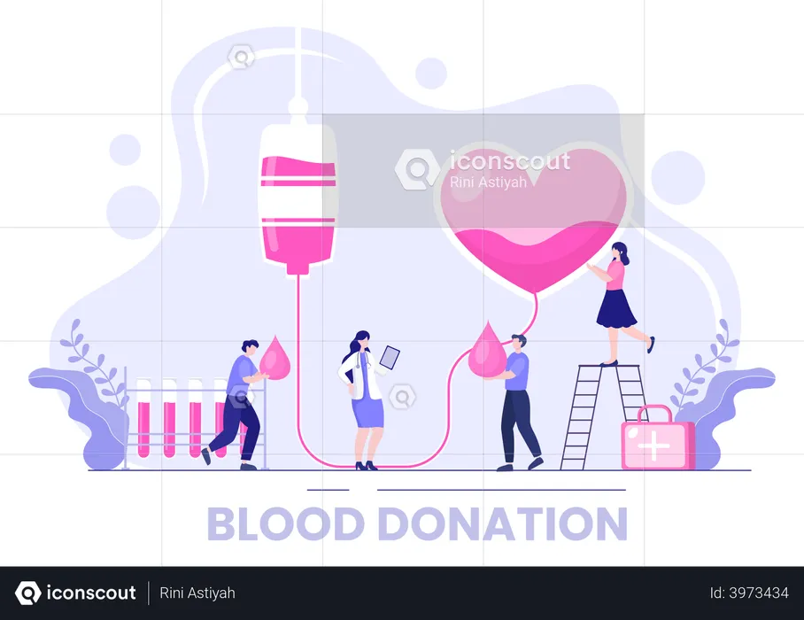 People donating blood for the charity  Illustration