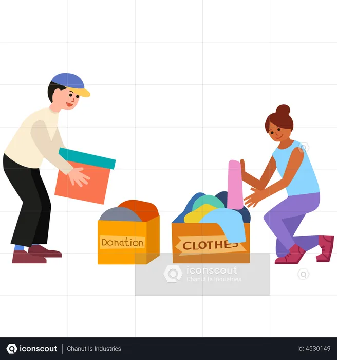 People donating Clothes  Illustration