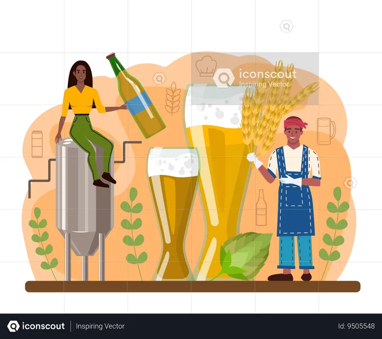 People drinking alcohol in bar  Illustration