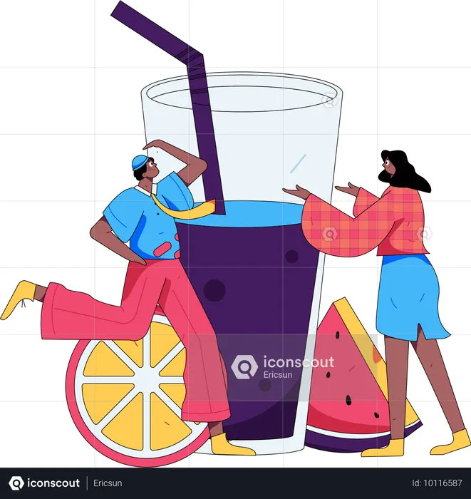 People drinking fruit juice  Illustration