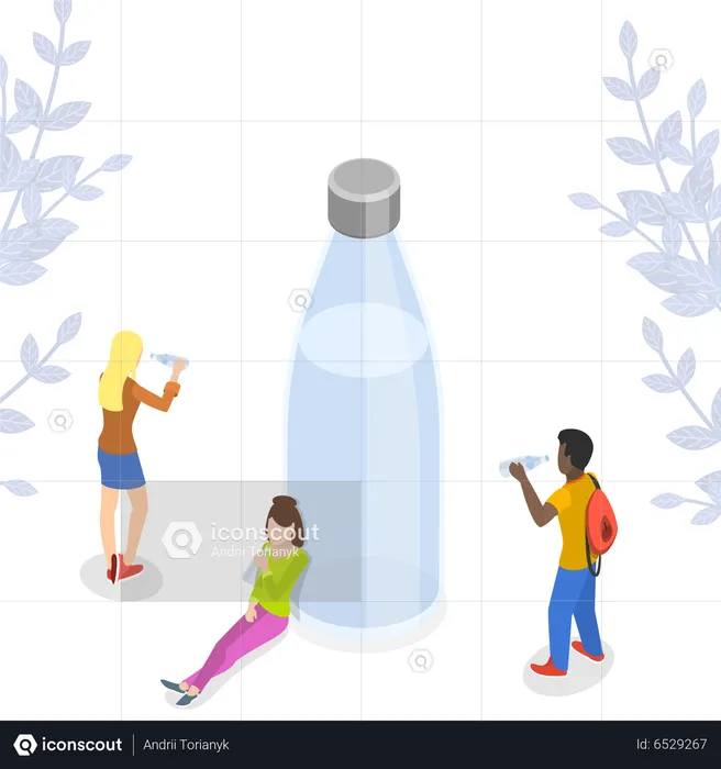 People Drinking Water in Hydration Break  Illustration