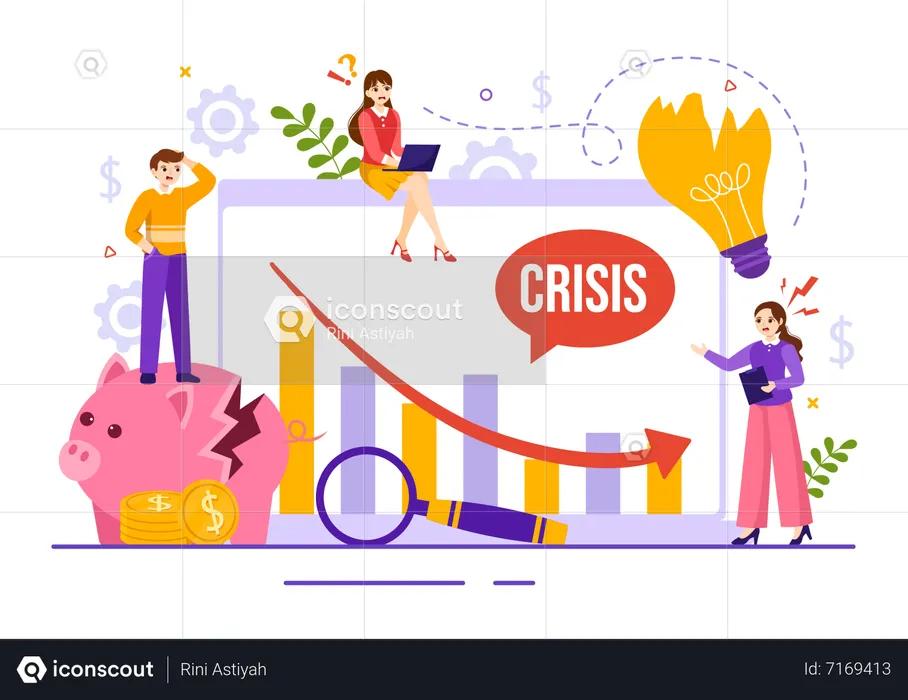 People during financial crisis  Illustration