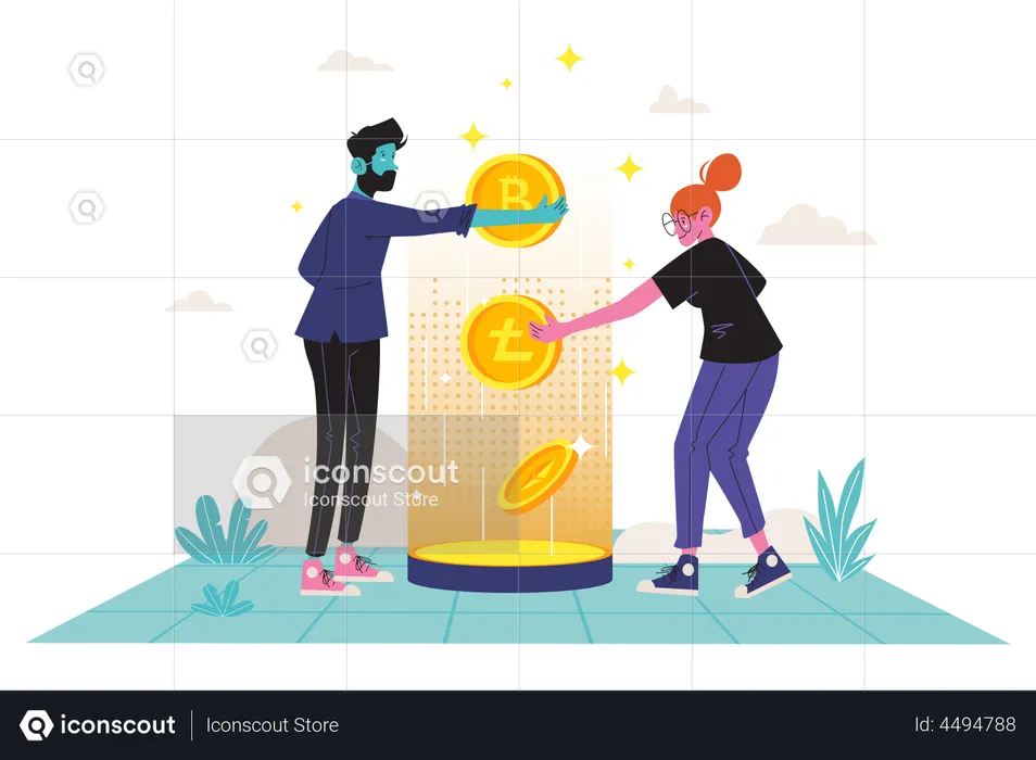 People earning passive income from cryptocurrencies  Illustration