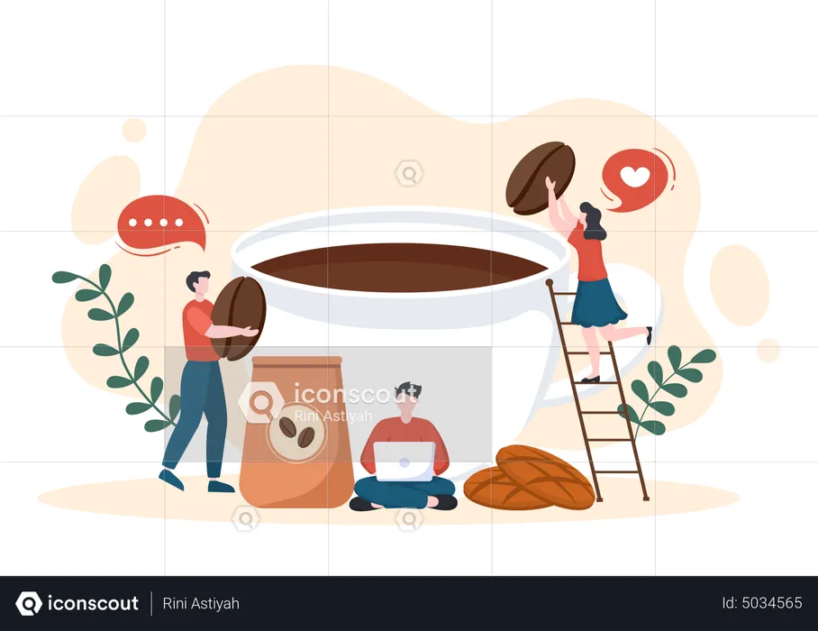 People enjoy cup of coffee  Illustration