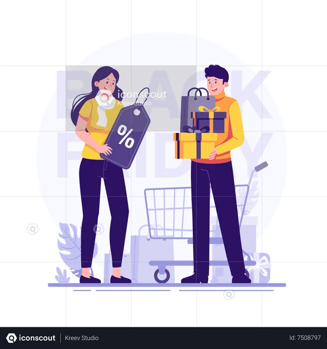 People enjoy discounted price on black friday  Illustration