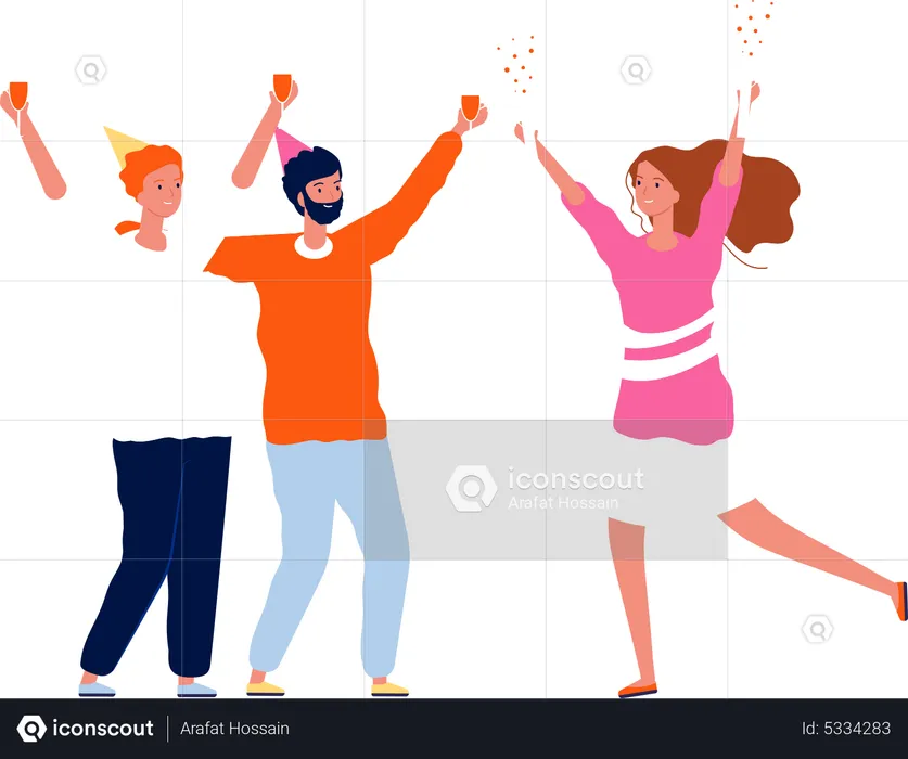 People enjoying and drinking cocktail in birthday party  Illustration