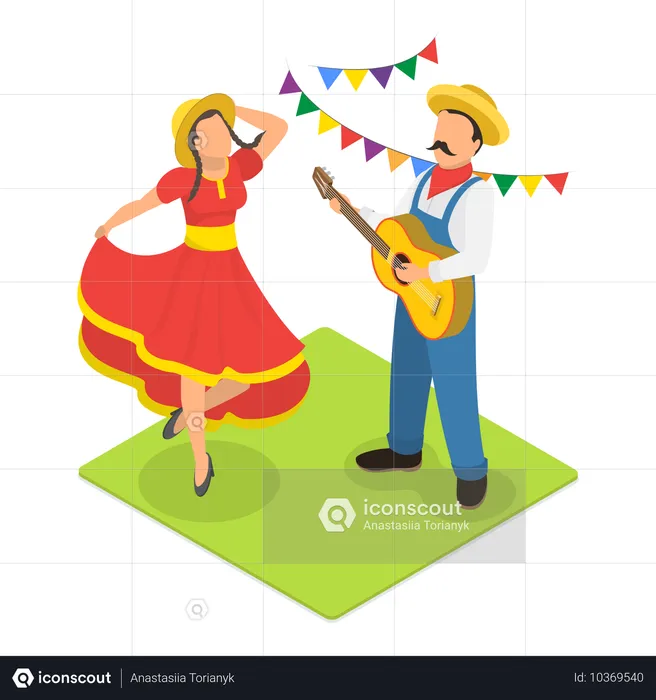 People enjoying at Festa Junina festival  Illustration