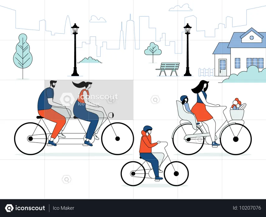 People enjoying cycle ride  Illustration