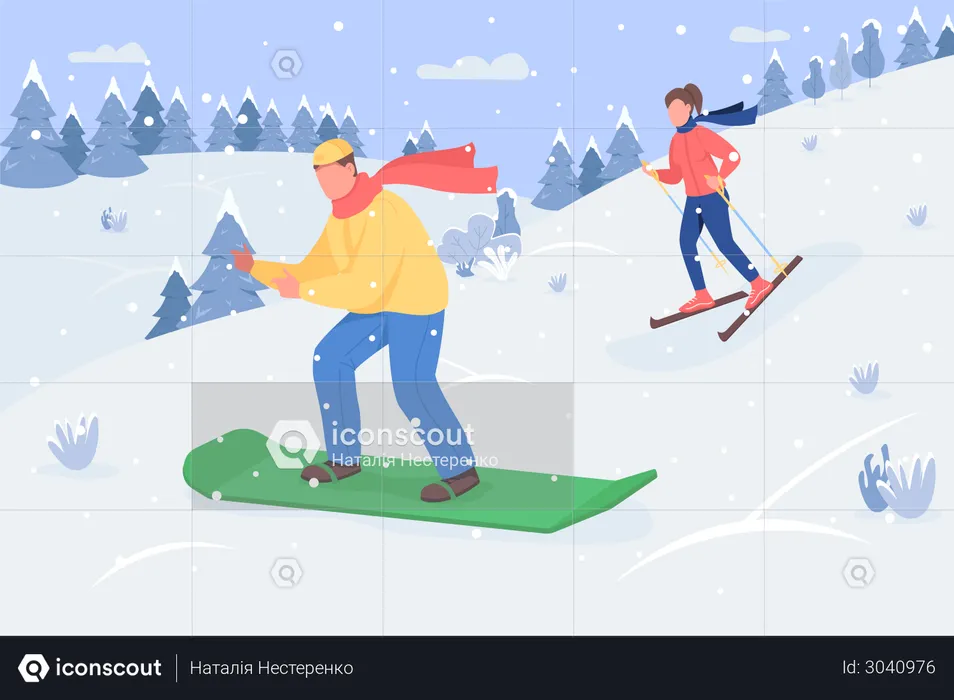 People enjoying ice skating  Illustration