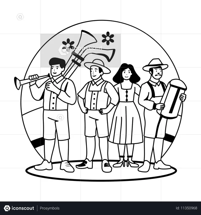 People enjoying Oktoberfest Music  Illustration