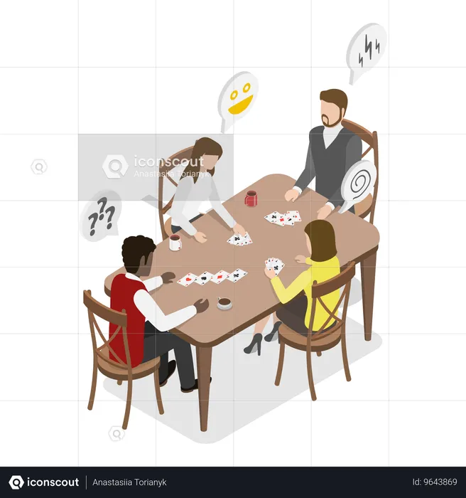 People enjoying Poker Party  Illustration