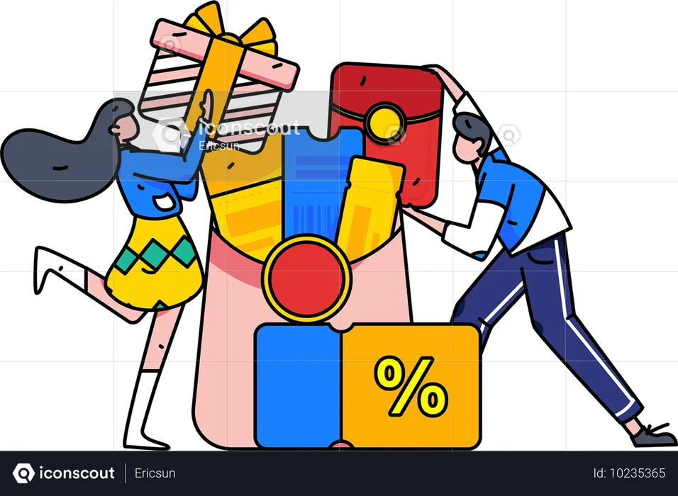 People enjoying shopping sale  Illustration