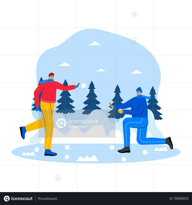 People enjoying snowball  Illustration