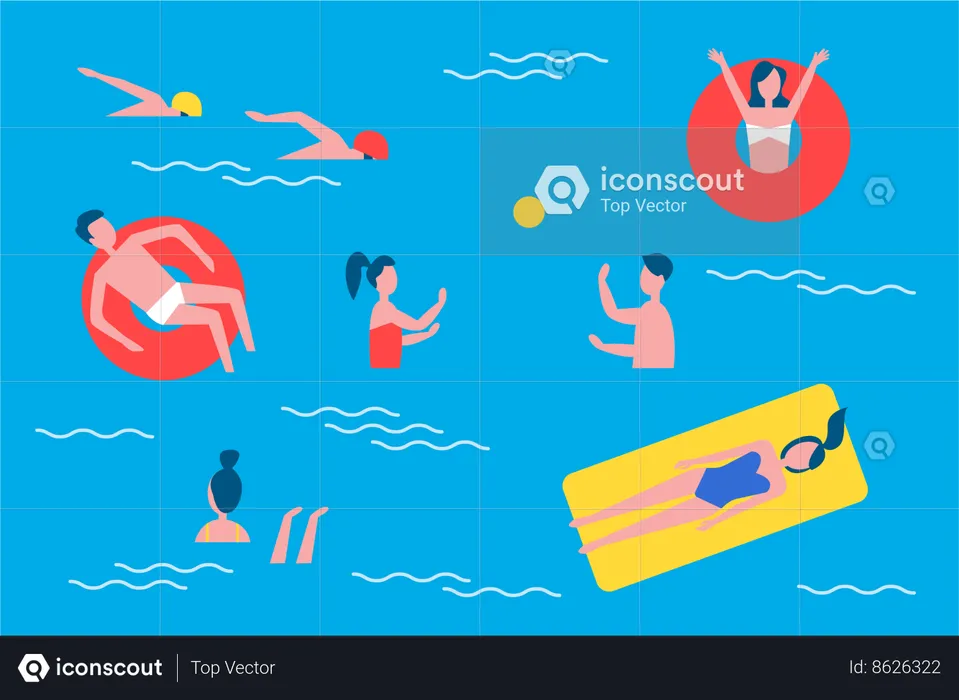 People enjoying water activities  Illustration