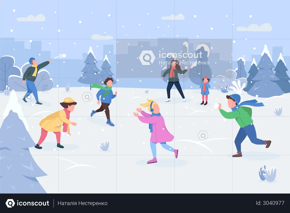 People enjoying winter vacation  Illustration
