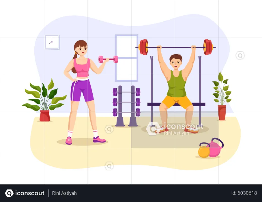 People Exercising Together  Illustration